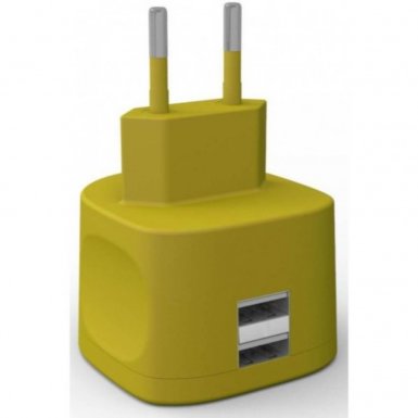 Kit Fresh 3.4A Wall Charger - захранване за ел. мрежа 3.4A с два USB изхода (жълт)
