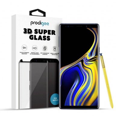 Prodigee 3D Super Glass - калено стъклено защитно покритие за дисплея на Samsung Galaxy Note 9 (прозрачен-черен)
