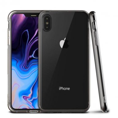 Verus Crystal Bumper Case - хибриден удароустойчив кейс за iPhone XS Max (черен-прозрачен)