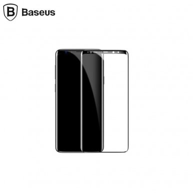 Baseus All-screen Arc-surface Tempered Glass (0.3 mm) - калено стъклено защитно покритие за дисплея на Samsung Galaxy S9 (черен-прозрачен)
