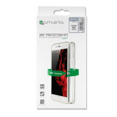 4smarts 360° Protection Set - тънък силиконов кейс и стъклено защитно покритие за дисплея на Huawei P smart Plus, Nova 3i (прозрачен)