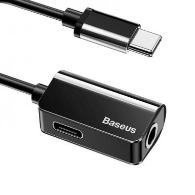 Baseus USB-C + 3.5 mm Cable - USB-C кабел за свързване на мобилни устройства (USB-C мъжко) към USB-C (женско) и 3.5 мм аудио вход
