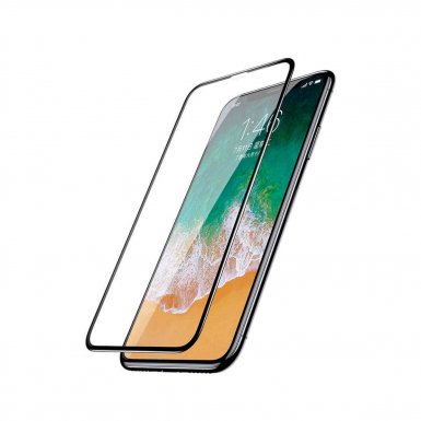 Baseus All-screen Arc-surface Tempered Glass (0.2 mm) - калено стъклено защитно покритие за целия дисплей на iPhone XS Max (прозрачен-черен) 