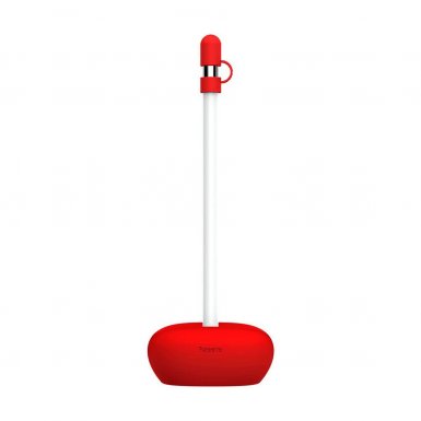 Baseus Apple Pencil Silicone Holder - силиконова поставка за Apple Pencil (червен)
