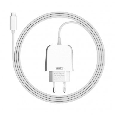Artwizz PowerPlug with Integrated USB-C cable (2m) 15W - захранване за ел. мрежа с вграден USB-C кабел (бял)