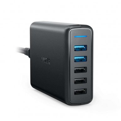 Anker PowerPort Speed 5 Ports (63W) With Quick Charge 3.0 - захранване с 5 x USB изхода за мобилни телефони и таблети (черен) 