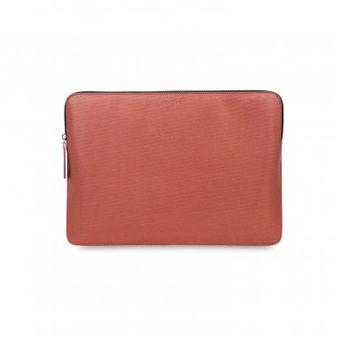 Knomo Laptop Leather Embossed Sleeve 13 - луксозен кожен калъф с цип за преносими компютри до 13 инча (мед)