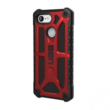 Urban Armor Gear Monarch Case - удароустойчив хибриден кейс за Google Pixel 3 (черен-червен)
