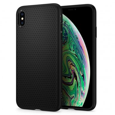 Spigen Liquid Air Case - тънък качествен термополиуретанов кейс за iPhone XS Max (черен) 