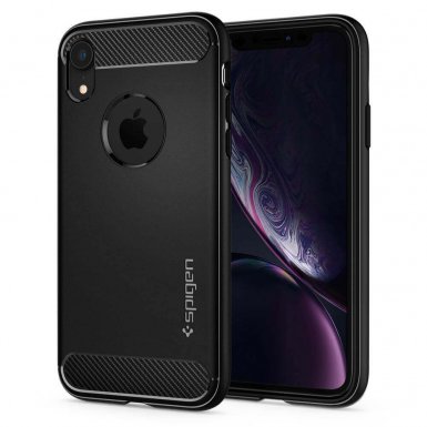 Spigen Rugged Armor Case - термополиуретанов кейс с най-висока степен на защита за iPhone XR (черен-мат)