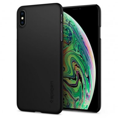 Spigen Thin Fit Case - качествен тънък матиран кейс за iPhone XS, iPhone X (черен)