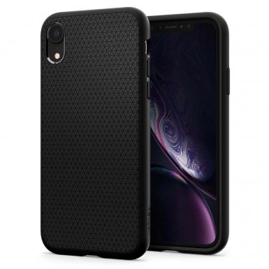 Spigen Liquid Air Case - тънък качествен термополиуретанов кейс за iPhone XR (черен) 