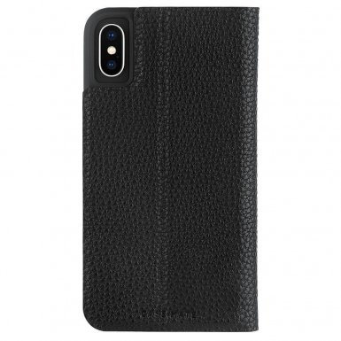 CaseMate Barely There Folio Case - кожен калъф, тип портфейл за iPhone XS Max (черен)