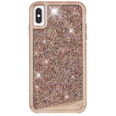 CaseMate Brilliance Case - кейс с висока защита и кристали за iPhone XS Max (розово злато)