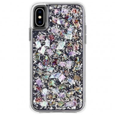 CaseMate Karat Case - дизайнерски кейс с истински перлени нишки и висока защита за iPhone XS, iPhone X (светли перли)