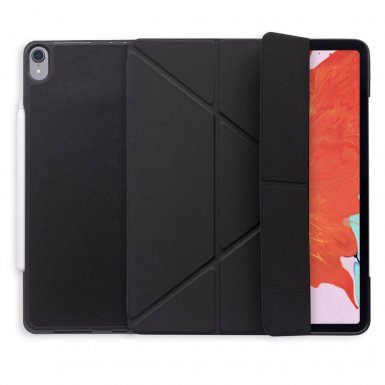 Torrii Torrio Plus Case - кожен кейс и поставка с отделение за Apple Pencil за iPad Pro 12.9 (2018) (черен)