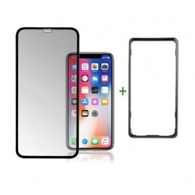 4smarts Second Glass Curved Easy-Assist - калено стъклено покритие с рамка за поставяне iPhone XR (прозрачен-черен)