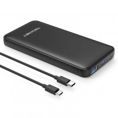 TeckNet iEP1010 10000mAh External Battery Power Bank - качествена външна батерия 10000mAh с USB-A и USB-C портове за зареждане на мобилни устройства (черен)