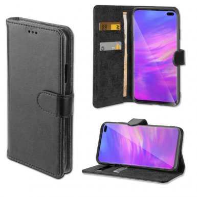 4smarts Premium Wallet Case URBAN - кожен калъф с поставка и отделение за кр. карта за Samsung Galaxy S10 Plus (черен)