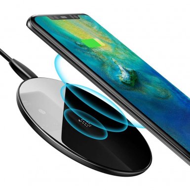 Baseus Simple Wireless Charger CJK01 - поставка (пад) за безжично зареждане с технология за бързо зареждане за Qi съвместими устройства (черен)