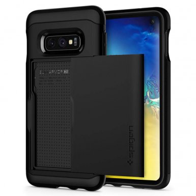 Spigen Slim Armor CS Case - хибриден кейс с отделение за кр. карти и най-висока степен на защита за Samsung Galaxy S10E (черен)