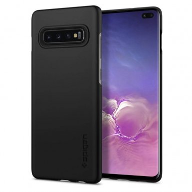 Spigen Thin Fit Case - качествен тънък матиран кейс за Samsung Galaxy S10 Plus (черен)