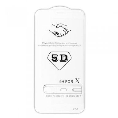Premium Full Glue 5D Tempered Glass - обхващащо и ръбовете стъклено защитно покритие за дисплея на iPhone XS, iPhone X (прозрачен)