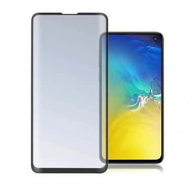 4smarts Second Glass Colour Frame Case Friendly - калено стъклено защитно покритие с извити ръбове за Samsung Galaxy S10E (черен-прозрачен)