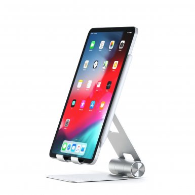 Satechi R1 Aluminum Foldable Stand - сгъваема алуминиева поставка за мобилни телефони, таблети и лаптопи до 12 инча (сребрист)