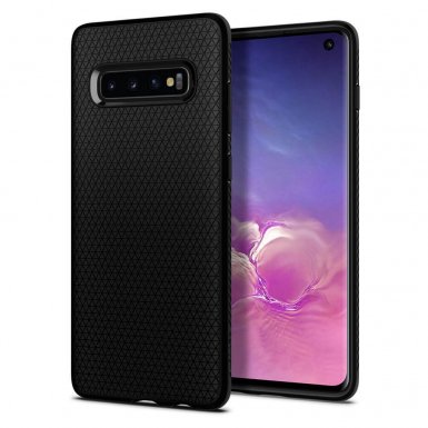 Spigen Liquid Air Case - тънък качествен термополиуретанов кейс за Samsung Galaxy S10 (черен) 