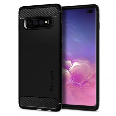 Spigen Rugged Armor Case - тънък качествен слииконов (TPU) калъф за Samsung Galaxy S10 Plus (черен)