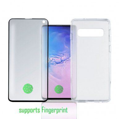 4smarts 360° Premium Protection Set UltraSonix - тънък силиконов кейс и стъклено защитно покритие за дисплея на Samusg Galaxy S10 (прозрачен)