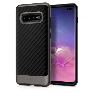Spigen Neo Hybrid Case - хибриден кейс с висока степен на защита за Samsung Galaxy S10 Plus (черен-сив)
