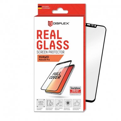 Displex Real Glass 10H Protector 3D Full Cover - калено стъклено защитно покритие за дисплея на Huawei Mate 20 Pro (черен-прозрачен)