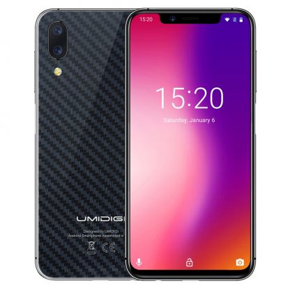 UMIDIGI One, 5.9" FHD+, 4GB RAM + 32GB памет, 8-ядрен, 3550 mAh батерия, Dual Sim, Android 8.1, Цена (карбон)
