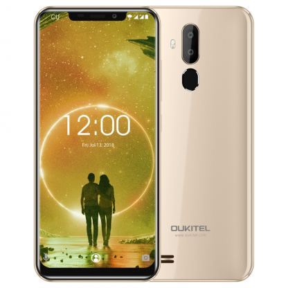 OUKITEL C12, 6.18"  безрамков дисплей, 4-ядрен 64Bit смартфон, двойна камера, 2GB RAM с 2 сим карти (Gold)