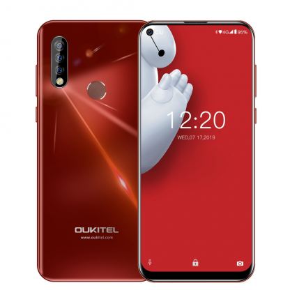 OUKITEL C17 Pro, 6.35 инча без ноч екран, Тройна камера  4GB RAM + 64GB памет, 8-ядрен, 3900 mAh батерия, Dual Sim, Android 9, Цена (червен)