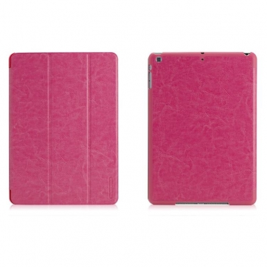 Tunewear LeatherLook Shell - кожен калъф с поставка и покритие за iPad Air, iPad 5 (2017) (розов)