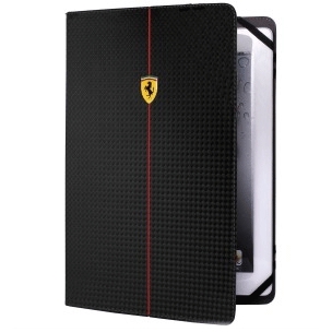 Ferrari Formula1 Scuderia Carbon - кожен калъф и поставка за таблети до 10 инча (черен)