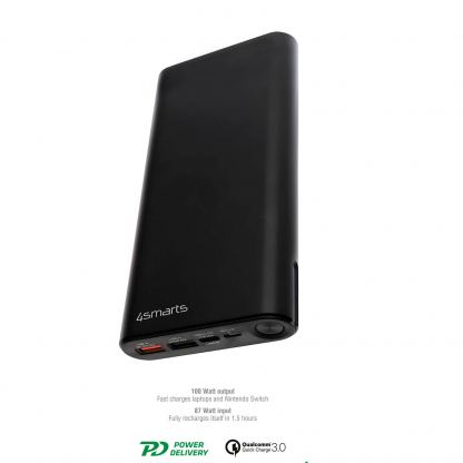 4smarts Power Bank VoltHub Enterprise 20000mAh Power Delivery 100W & Quick Charge 3.0 - външна батерия с USB-C изход и технологии за бързо зареждане (черен)