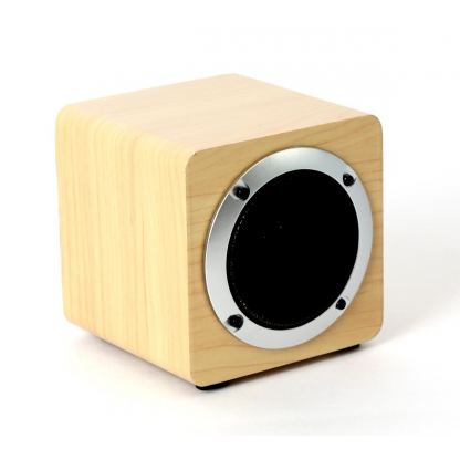 Omega Speaker OG61W Wooden 5W, 4 in. Bluetooth V4.2 TWS System - безжичен портативен спийкър за мобилни устройства (светлокафяв)