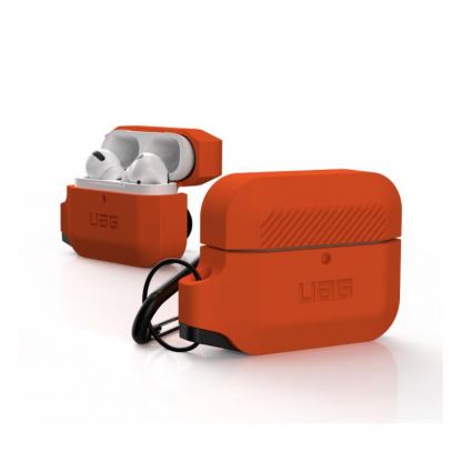 Urban Armor Gear Soft Touch Waterproof Silicone Hang Case - водо и удароустойчив силиконов калъф с карабинер за Apple Airpods Pro (оранжев)