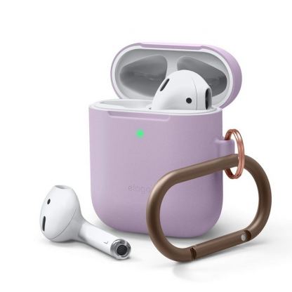 Elago Airpods Skinny Silicone Hang Case - тънък силиконов калъф с карабинер за Apple Airpods и Apple Airpods 2 with Wireless Charging Case (лилав) 