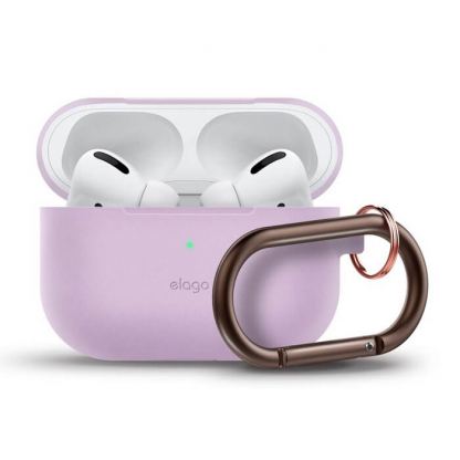 Elago Airpods Slim Hang Silicone Case - силиконов калъф с карабинер за Apple Airpods Pro (лилав)