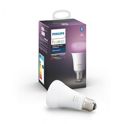Philips Hue White And Colour Ambiance 9W E27 Single Bulb - единична лампа E27 с бяла и цветна светлина за безжично управляемо осветление за iOS и Android устройства 