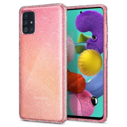 Spigen Liquid Crystal Glitter Case - тънък силиконов (TPU) калъф за Samsung Galaxy A51 (прозрачен) 
