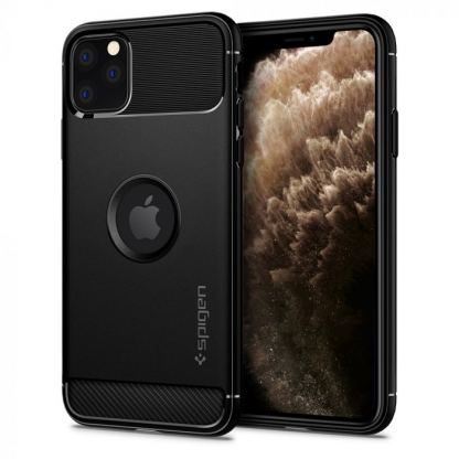Spigen Rugged Armor Case - тънък качествен силиконов (TPU) калъф за iPhone 11 Pro (черен)