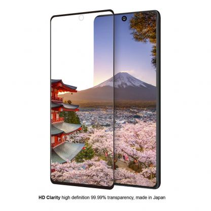 Eiger 3D Glass Edge to Edge Full Screen Tempered Glass - калено стъклено защитно покритие с извити ръбове за целия дисплея на Samsung Galaxy S10 Lite (черен-прозрачен)