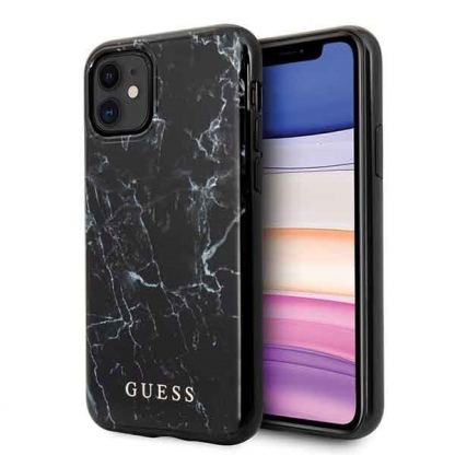 Guess Marble Case - дизайнерски кейс с висока защита за iPhone 11 (черен)