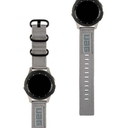 Urban Armor Gear Active Nato Strap - изключително здрава текстилна каишка за Samsung Galaxy Watch 42 мм (сив)